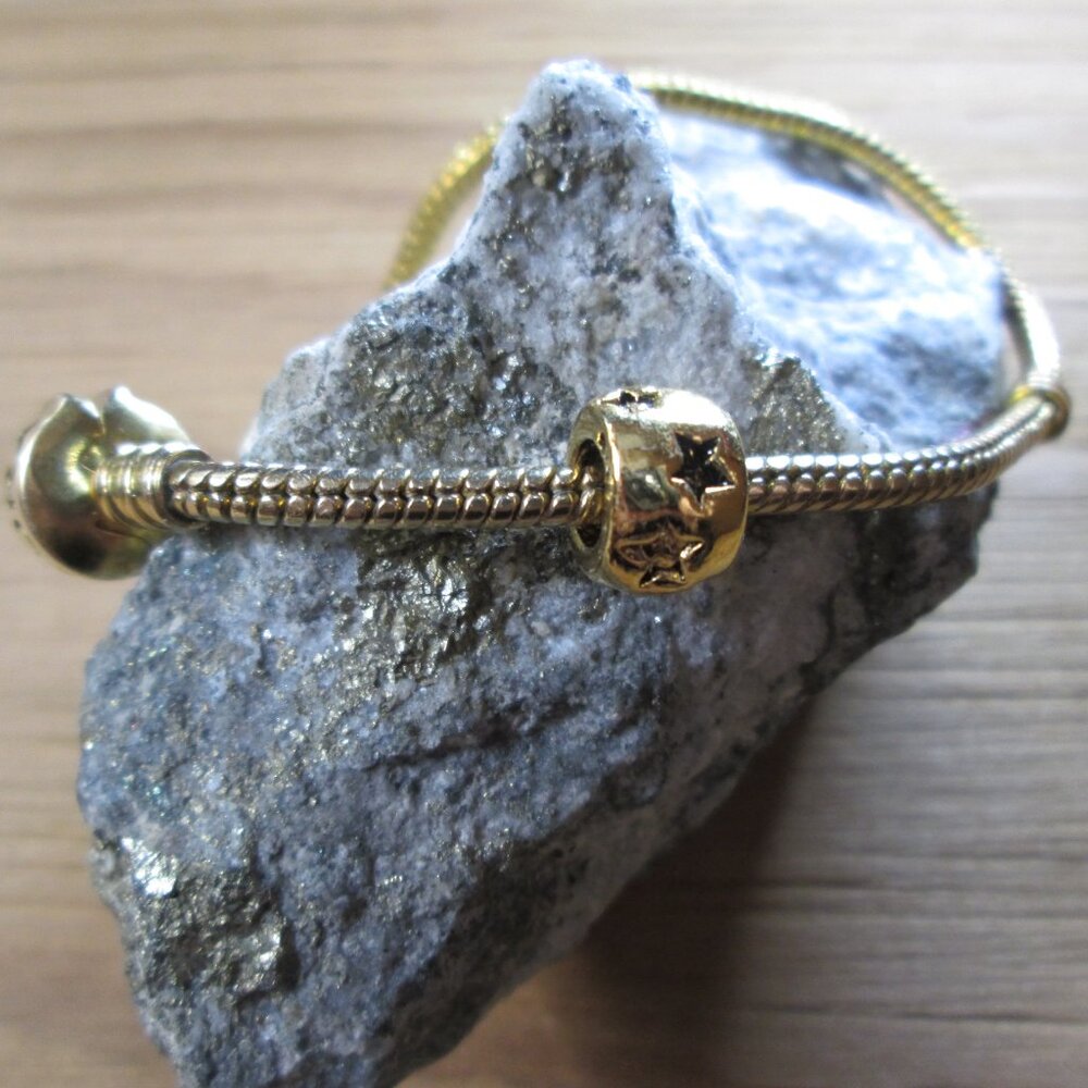 Gold plated sterling silver Starry European Spacer Charm
